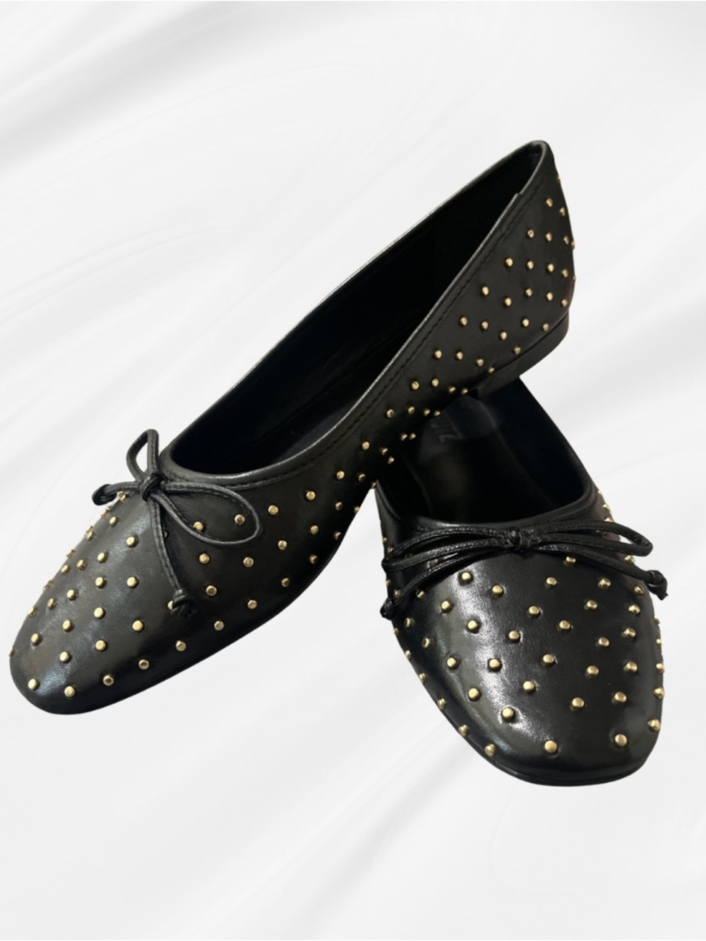 NEW Schutz Arissa Black Studded Leather Ballet Flats - Size 6.5B